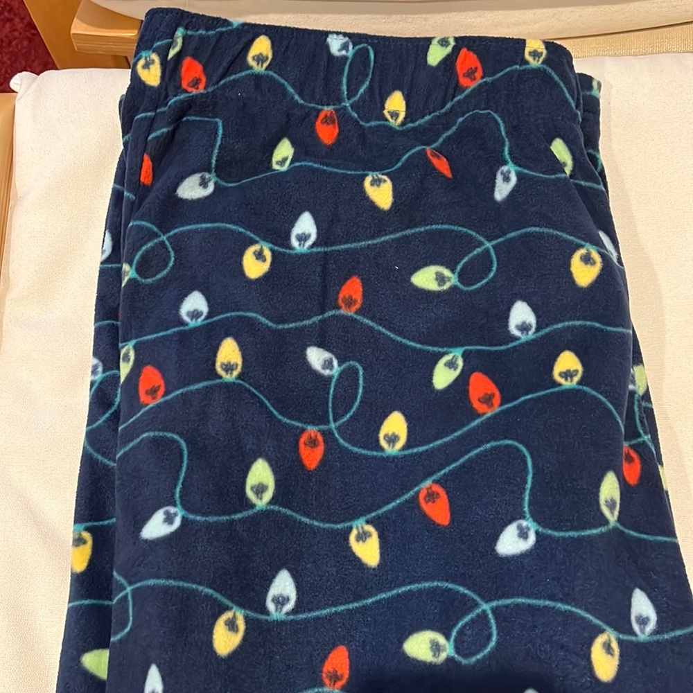 Mens Fleece Christmas Light Pajama Pants XL